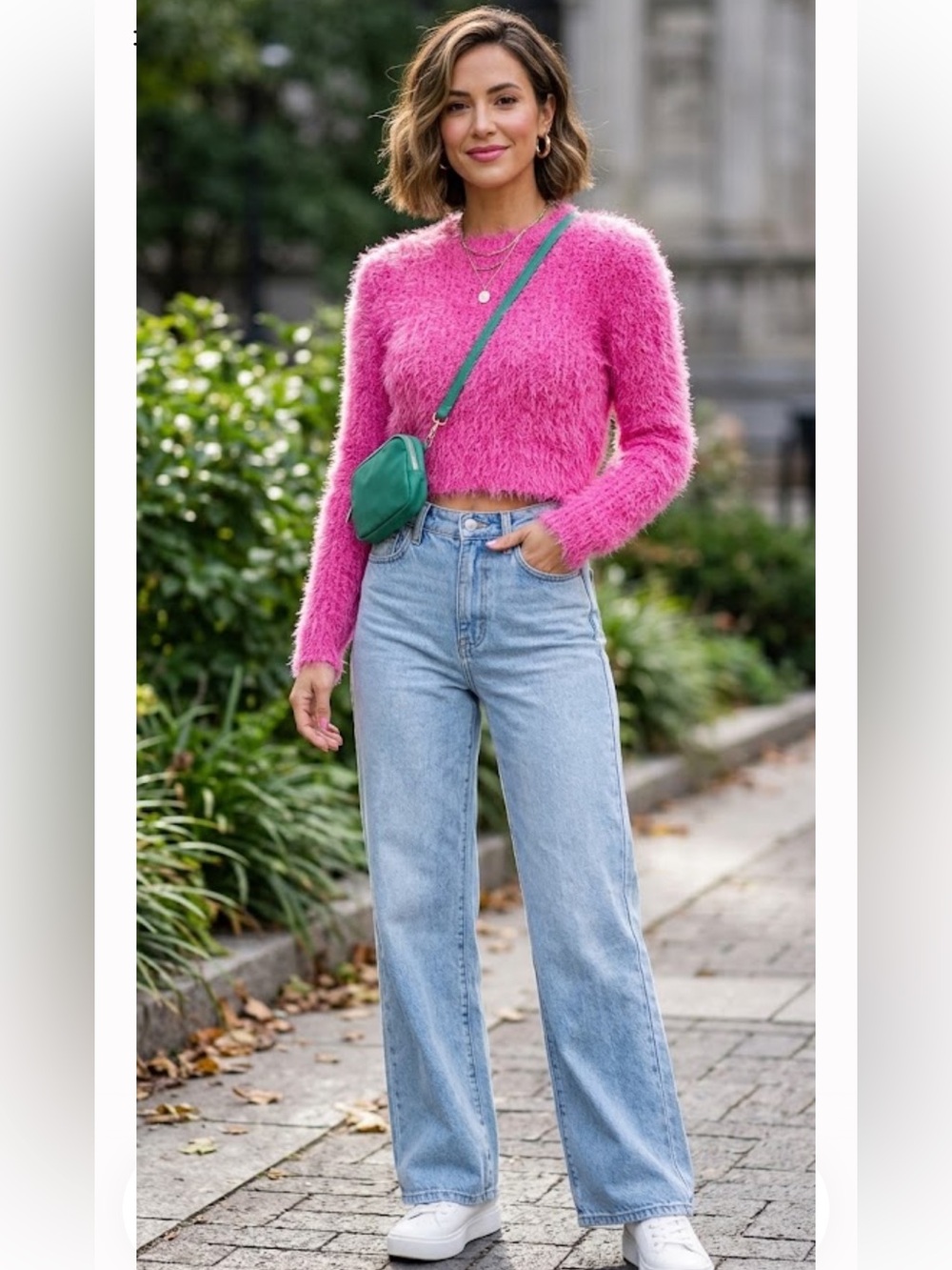 Vici Hot Pink Fuzzy Crewneck Sweater